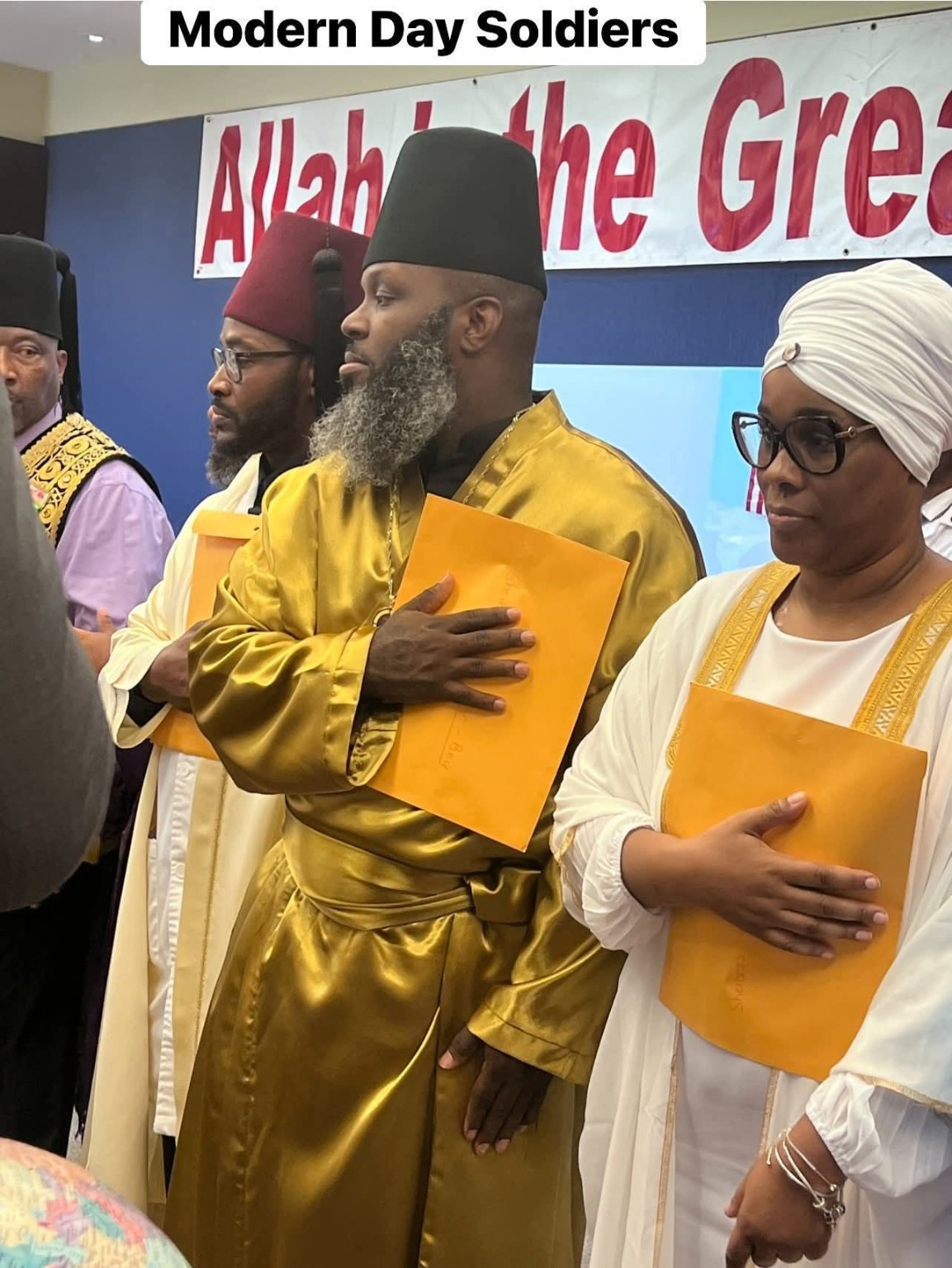 Temple members standing together in ceremony
